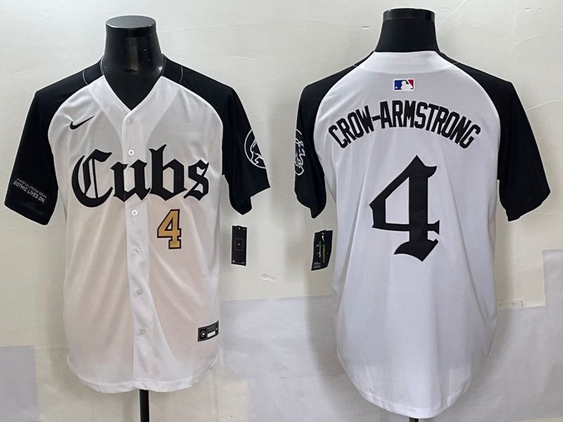 Men 2025 Chicago Cubs #4 Crow-Armstrong white black Five generations Joint Name Nike MLB Jersey style 5->chicago cubs->MLB Jersey